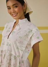 A Model Wearing Multicolor Poplin Sunshine Heart Organic Cotton Dress, curated by Only Ethikal